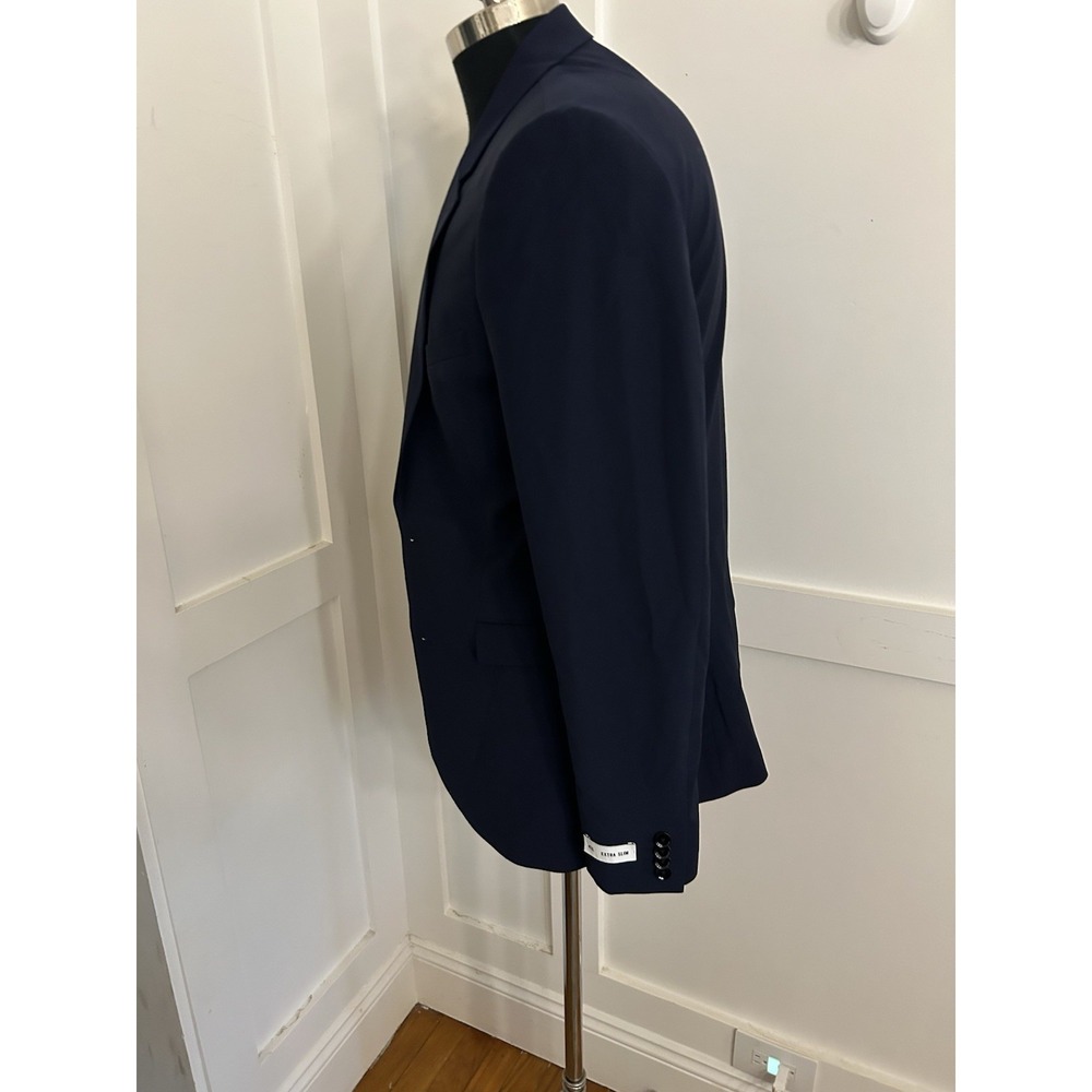 Express Men's Sport Coat Blazer Two Button Navy Blue Poly Wool 42L Extra Slim - Picture 3 of 7